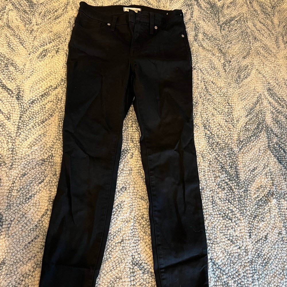 Madewell solid black 9” high rise skinny jeans 27